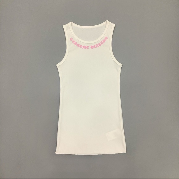 Chrome Hearts White Tank Top with Pink Logo - Picture 1 of 4